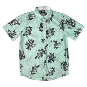 Star Wars Men's Medium Shirt Darth Vader Hawaiian Floral Button Up Green Cotton